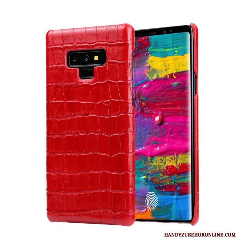 Hülle Samsung Galaxy Note 9 Lederhülle Kuh Handyhüllen, Case Samsung Galaxy Note 9 Leder Schwarz