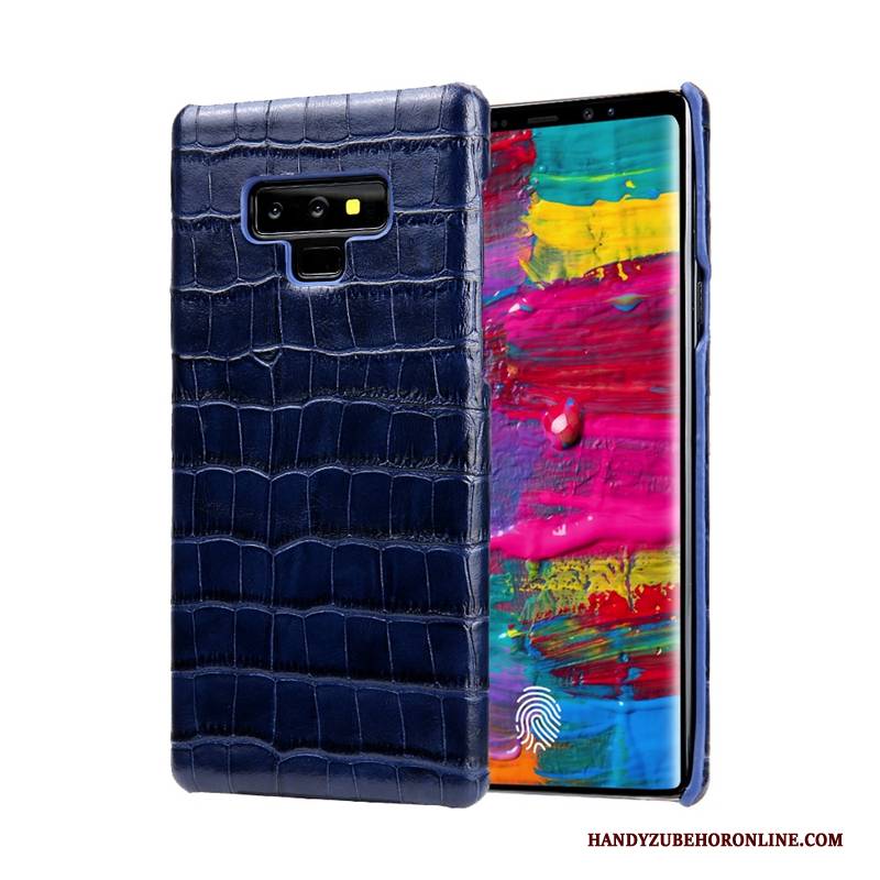 Hülle Samsung Galaxy Note 9 Lederhülle Kuh Handyhüllen, Case Samsung Galaxy Note 9 Leder Schwarz