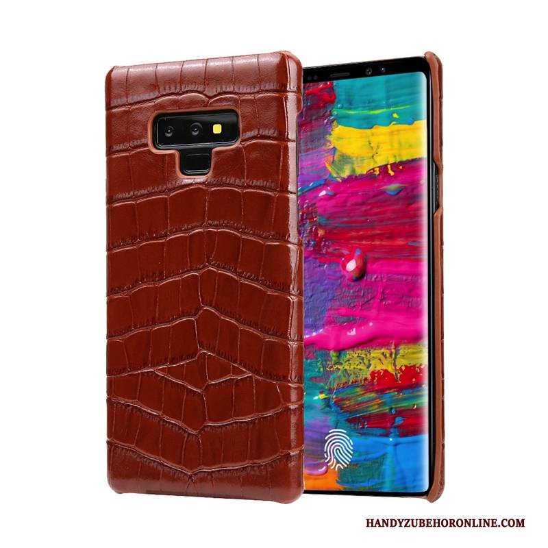 Hülle Samsung Galaxy Note 9 Lederhülle Kuh Handyhüllen, Case Samsung Galaxy Note 9 Leder Schwarz