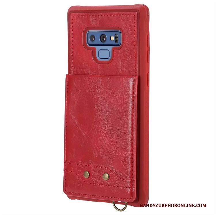 Hülle Samsung Galaxy Note 9 Taschen Hängende Verzierungen Karte, Case Samsung Galaxy Note 9 Weiche Rot Handyhüllen