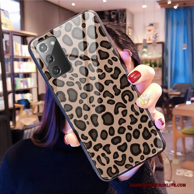 Hülle Samsung Galaxy Note20 Glas Rosa, Case Samsung Galaxy Note20 Handyhüllen Leopard