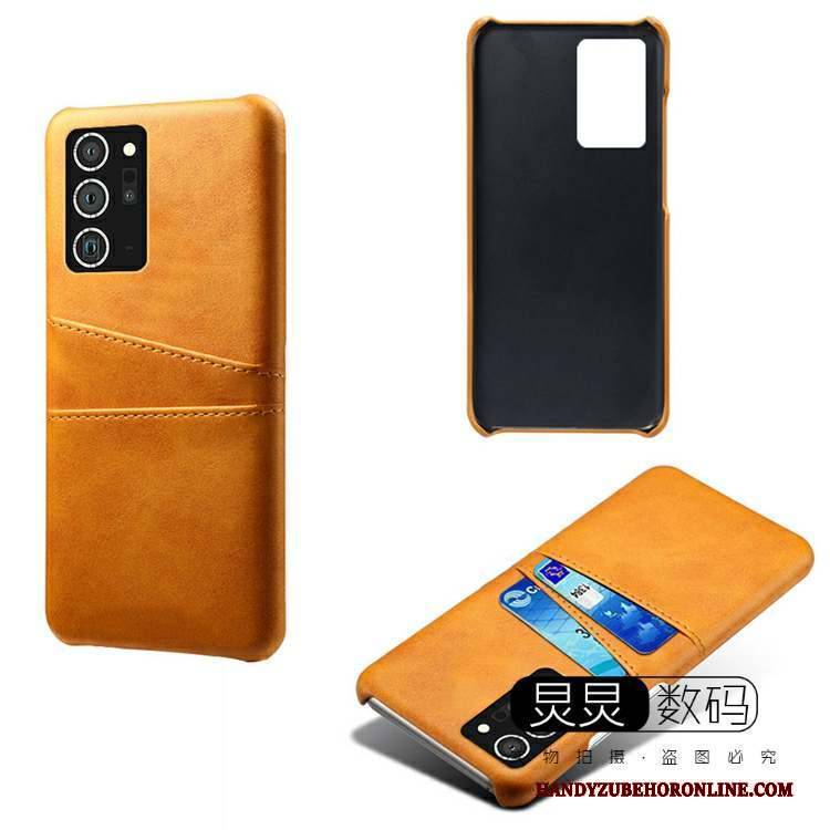 Hülle Samsung Galaxy Note20 Retro Handyhüllen Gelb, Case Samsung Galaxy Note20 Lederhülle Karte