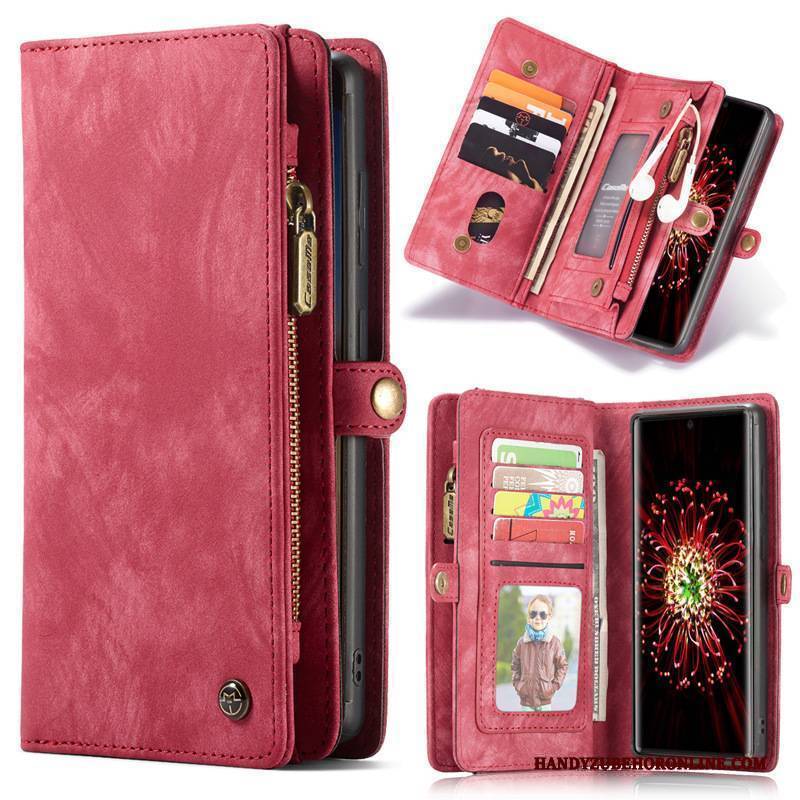 Hülle Samsung Galaxy Note20 Taschen Weinrot Handyhüllen, Case Samsung Galaxy Note20 Folio