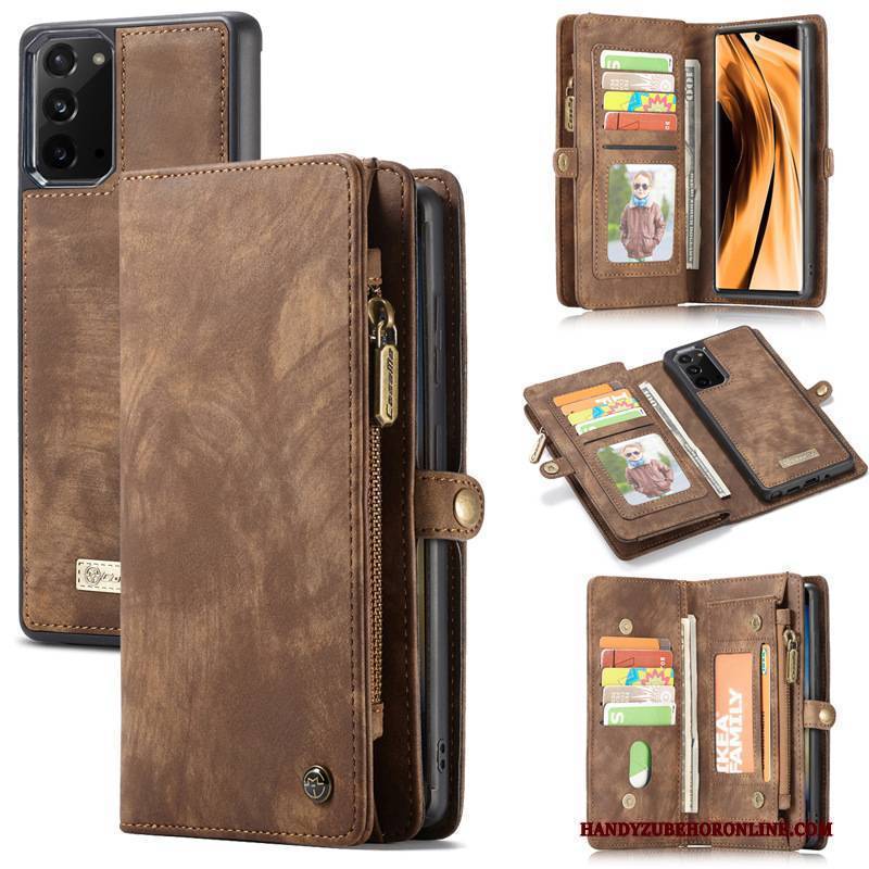 Hülle Samsung Galaxy Note20 Taschen Weinrot Handyhüllen, Case Samsung Galaxy Note20 Folio