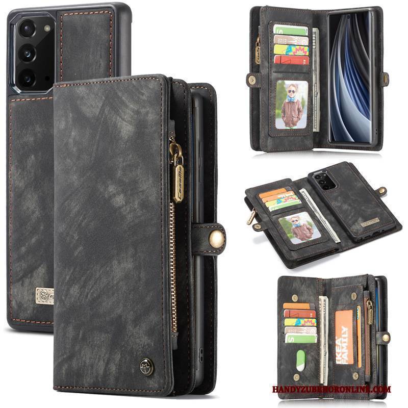 Hülle Samsung Galaxy Note20 Taschen Weinrot Handyhüllen, Case Samsung Galaxy Note20 Folio