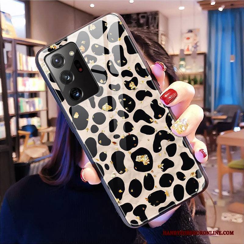 Hülle Samsung Galaxy Note20 Ultra Mode Rosa Glas, Case Samsung Galaxy Note20 Ultra Leopard Handyhüllen