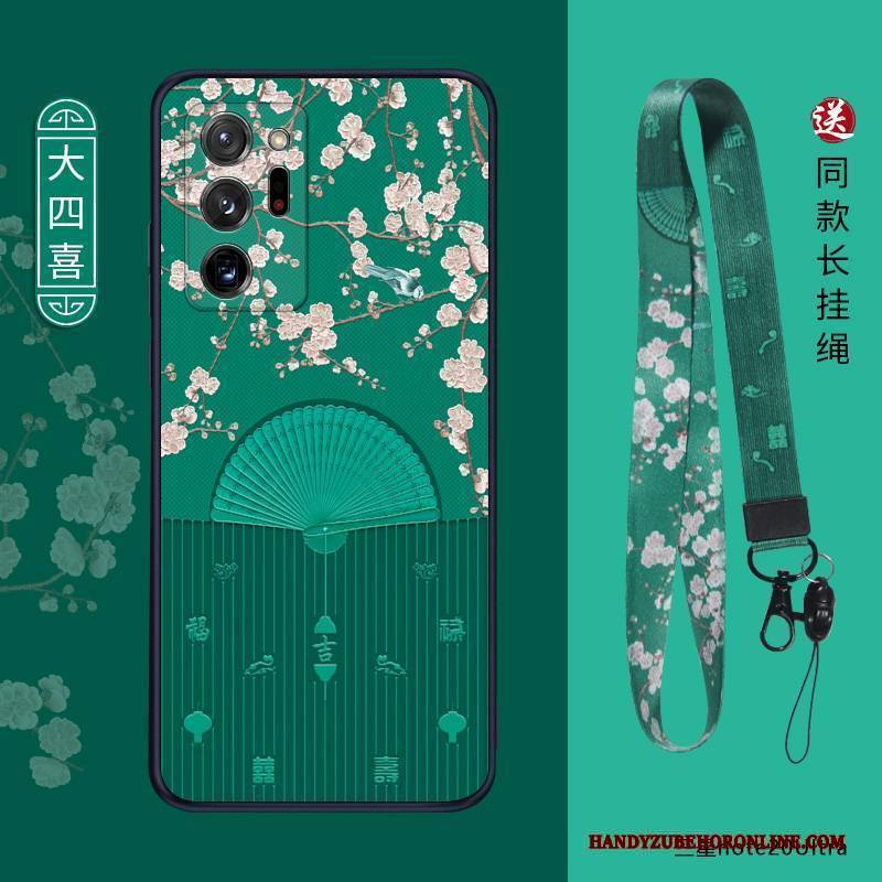 Hülle Samsung Galaxy Note20 Ultra Weiche Chinesische Art Netto Rot, Case Samsung Galaxy Note20 Ultra Silikon Schlank Nubuck