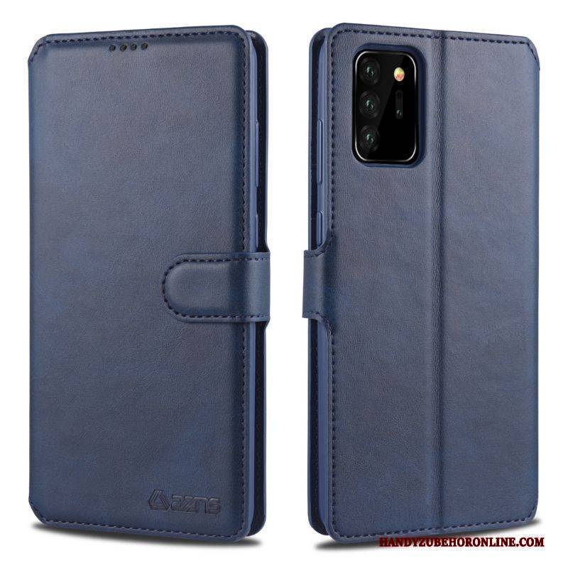 Hülle Samsung Galaxy Note20 Ultra Weiche Handyhüllen Anti-sturz, Case Samsung Galaxy Note20 Ultra Leder Dunkelblau Magnetschließe