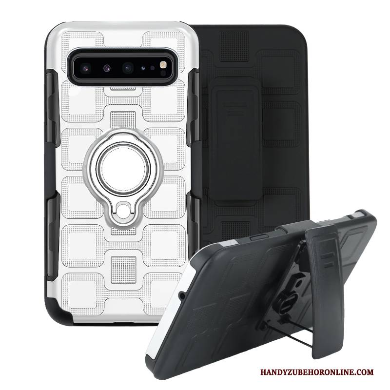 Hülle Samsung Galaxy S10 5g Halterung Ring Magnetismus, Case Samsung Galaxy S10 5g Schutz Weiß Anti-sturz