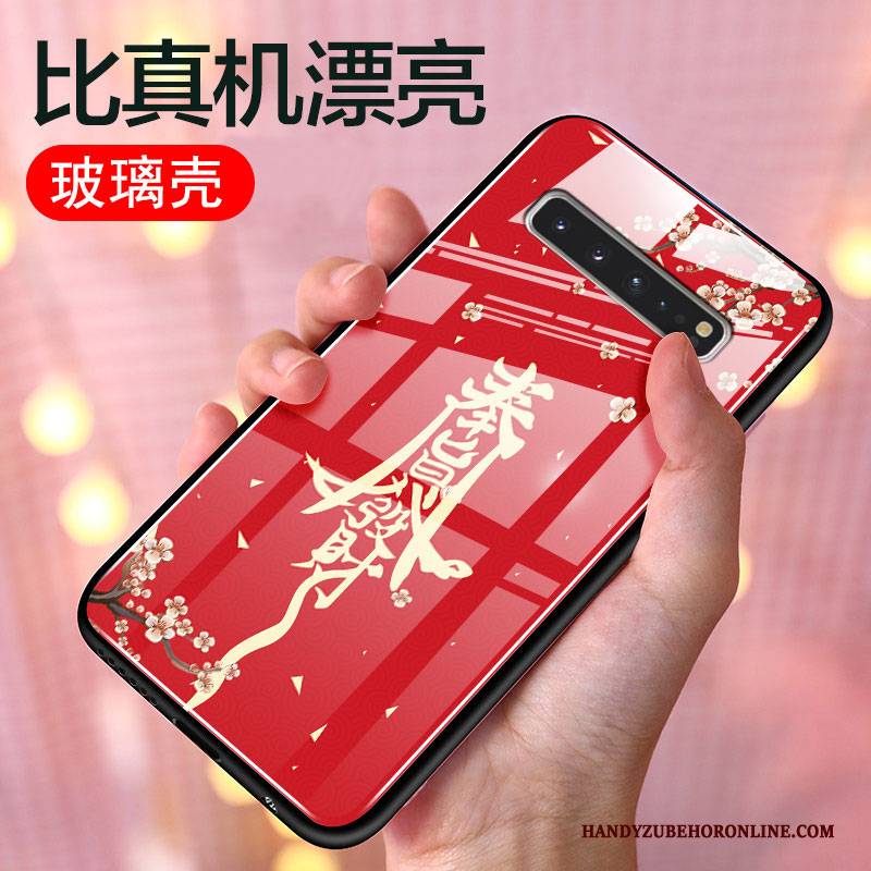 Hülle Samsung Galaxy S10 5g Schutz Rot Handyhüllen, Case Samsung Galaxy S10 5g Taschen Chinesische Art Persönlichkeit