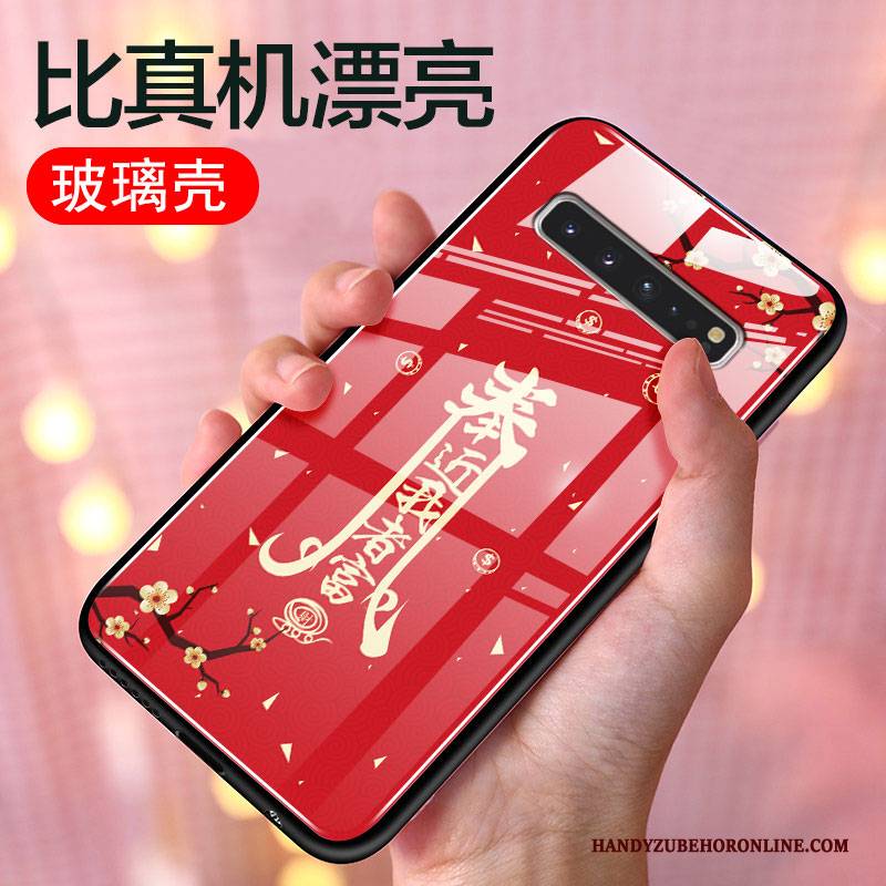 Hülle Samsung Galaxy S10 5g Schutz Rot Handyhüllen, Case Samsung Galaxy S10 5g Taschen Chinesische Art Persönlichkeit