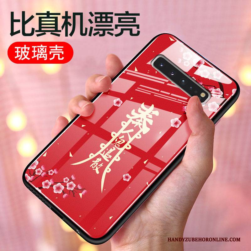 Hülle Samsung Galaxy S10 5g Schutz Rot Handyhüllen, Case Samsung Galaxy S10 5g Taschen Chinesische Art Persönlichkeit