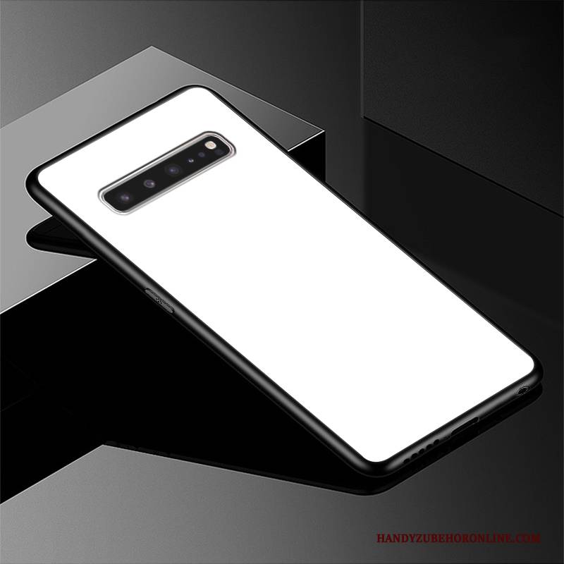 Hülle Samsung Galaxy S10 5g Weiche Einfarbig Glas, Case Samsung Galaxy S10 5g Luxus Handyhüllen Schwarz