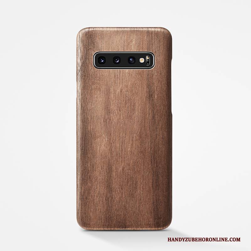 Hülle Samsung Galaxy S10+ Aus Holz Handyhüllen Einfach, Case Samsung Galaxy S10+ Taschen Hintere Abdeckung Nubuck