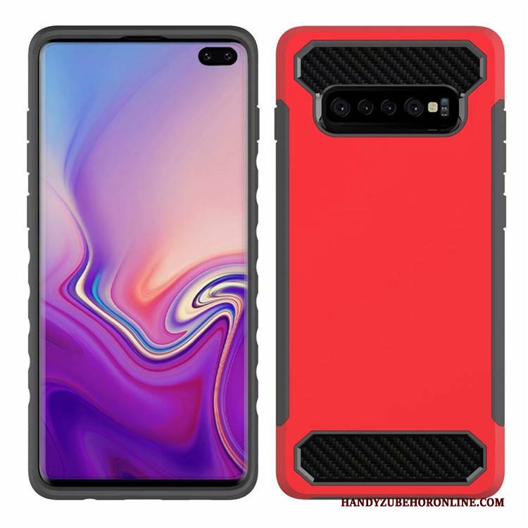 Hülle Samsung Galaxy S10 Business Faser, Case Samsung Galaxy S10 Handyhüllen Grün