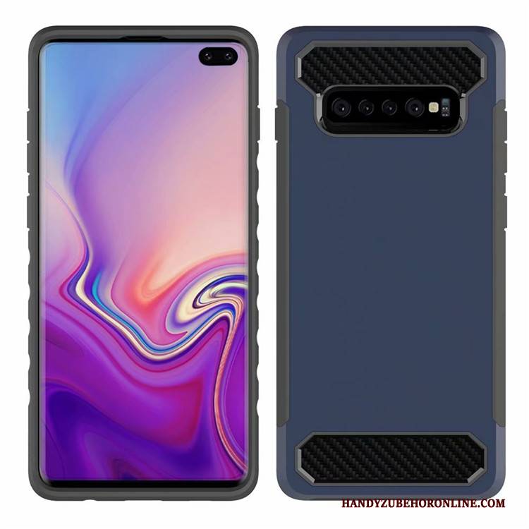 Hülle Samsung Galaxy S10 Business Faser, Case Samsung Galaxy S10 Handyhüllen Grün