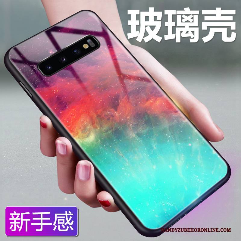 Hülle Samsung Galaxy S10+ Farbe Einfarbig Handyhüllen, Case Samsung Galaxy S10+ Schutz Glas Wind