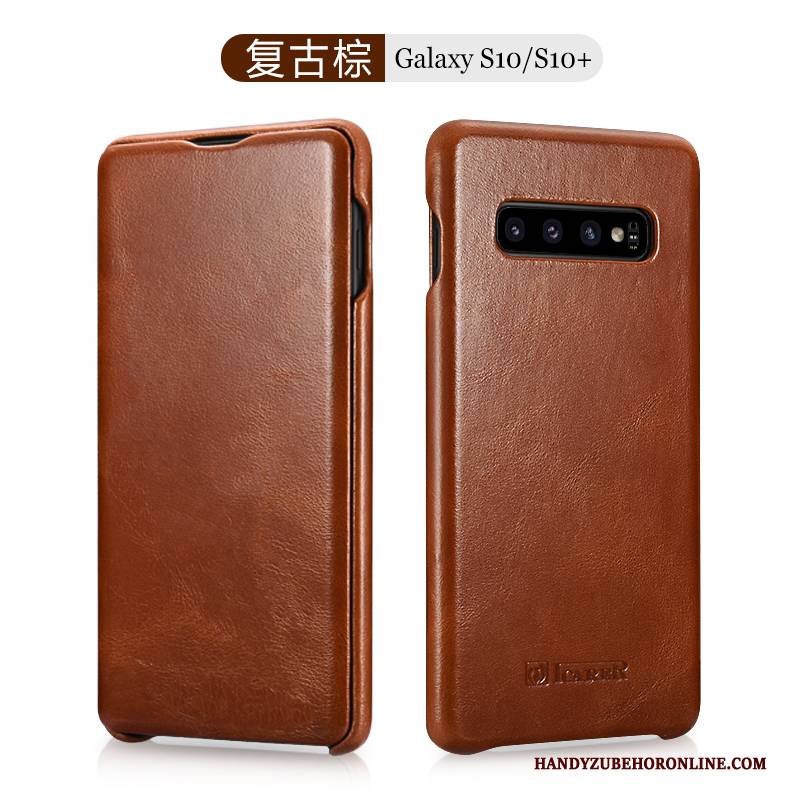 Hülle Samsung Galaxy S10+ Folio Trend Schwer, Case Samsung Galaxy S10+ Leder Anti-sturz High-end