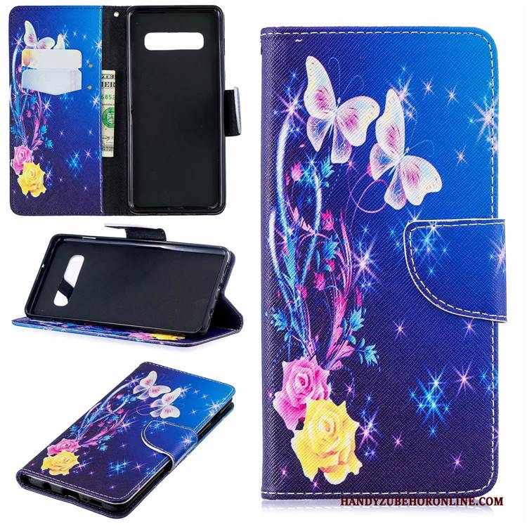 Hülle Samsung Galaxy S10 Halterung Europa Weiß, Case Samsung Galaxy S10 Folio Karte Handyhüllen