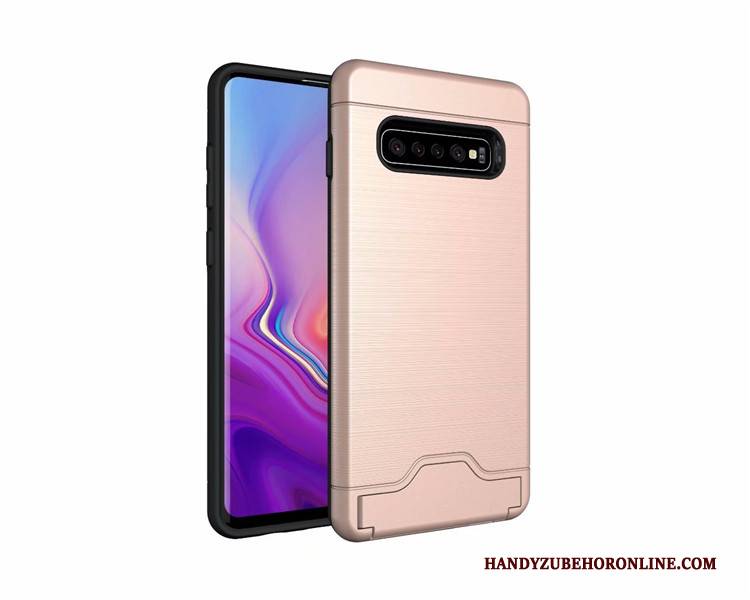 Hülle Samsung Galaxy S10 Halterung Handyhüllen Grau, Case Samsung Galaxy S10 Schutz Seide Karte