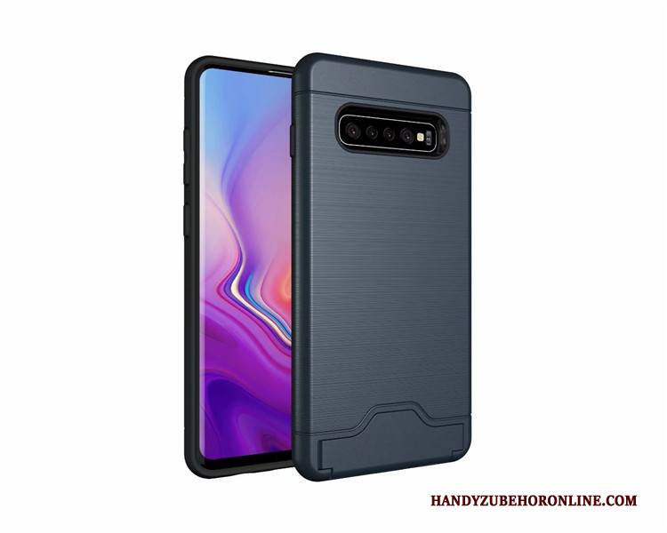 Hülle Samsung Galaxy S10 Halterung Handyhüllen Grau, Case Samsung Galaxy S10 Schutz Seide Karte