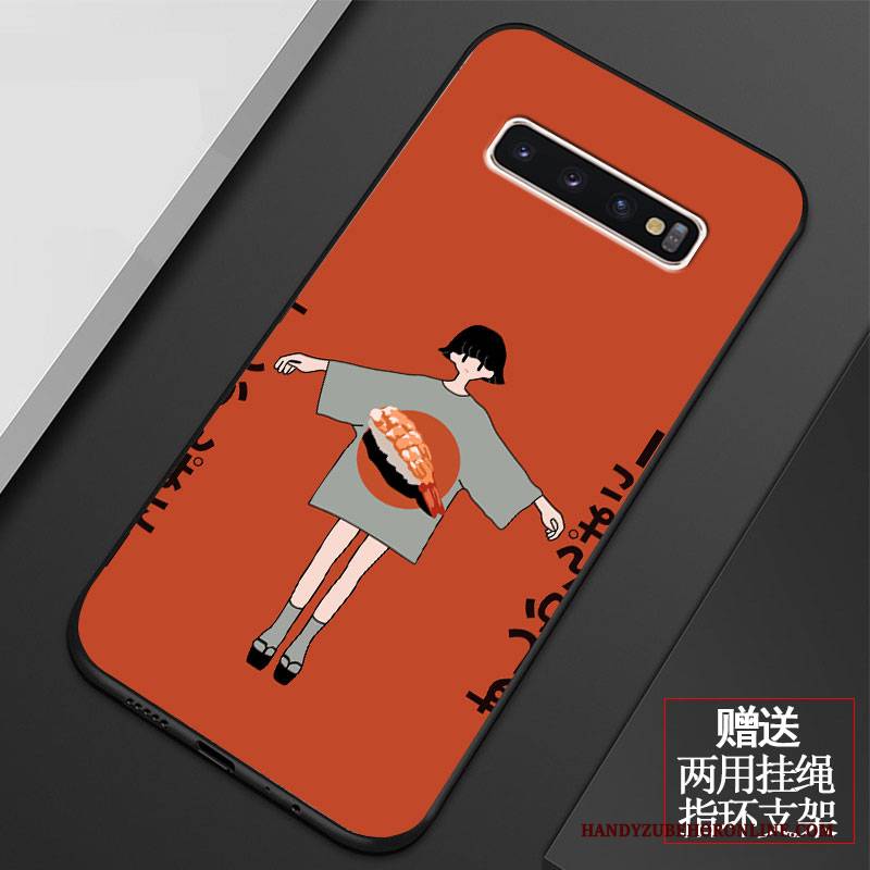 Hülle Samsung Galaxy S10+ Karikatur Anti-sturz Netto Rot, Case Samsung Galaxy S10+ Schutz Handyhüllen Nette