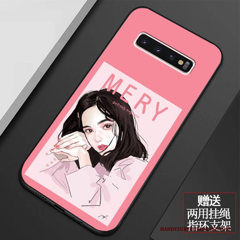 Hülle Samsung Galaxy S10+ Karikatur Anti-sturz Netto Rot, Case Samsung Galaxy S10+ Schutz Handyhüllen Nette