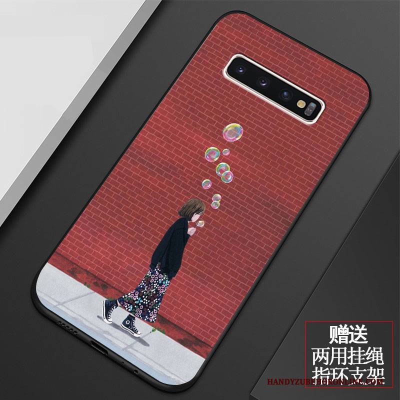 Hülle Samsung Galaxy S10+ Karikatur Anti-sturz Netto Rot, Case Samsung Galaxy S10+ Schutz Handyhüllen Nette