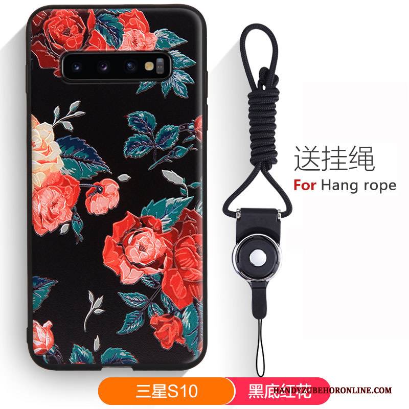 Hülle Samsung Galaxy S10 Karikatur Handyhüllen Hängende Verzierungen, Case Samsung Galaxy S10 Weiche Nette Grün