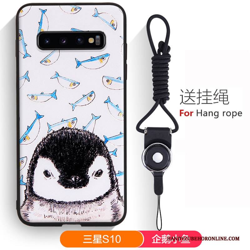 Hülle Samsung Galaxy S10 Karikatur Handyhüllen Hängende Verzierungen, Case Samsung Galaxy S10 Weiche Nette Grün