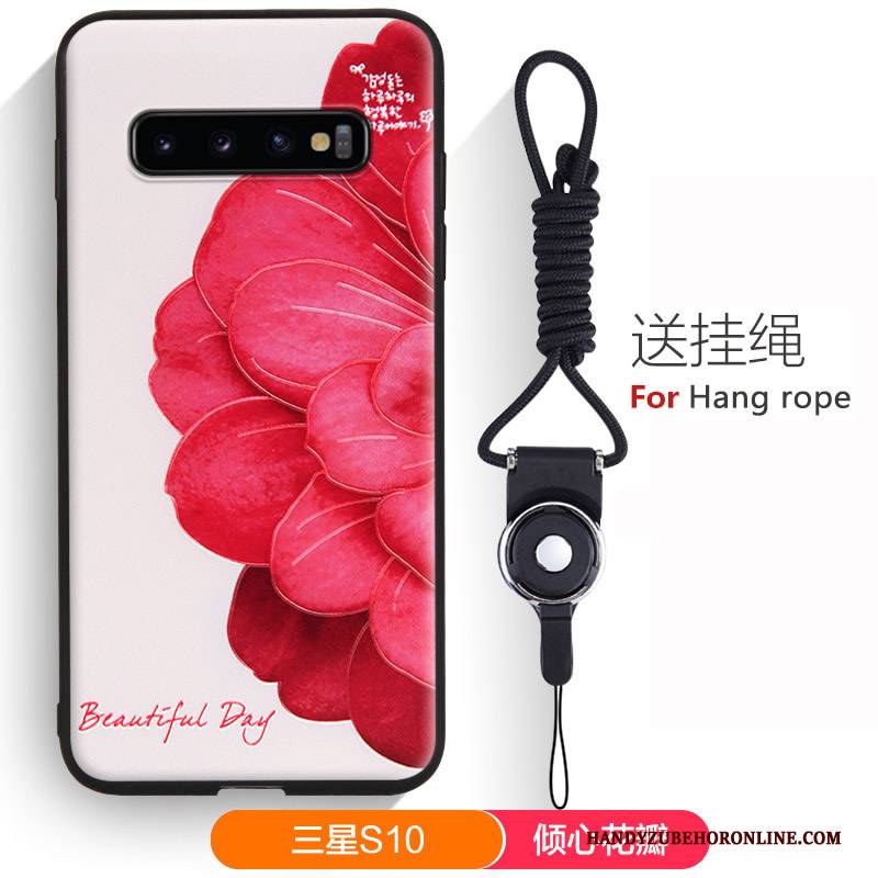 Hülle Samsung Galaxy S10 Karikatur Handyhüllen Hängende Verzierungen, Case Samsung Galaxy S10 Weiche Nette Grün