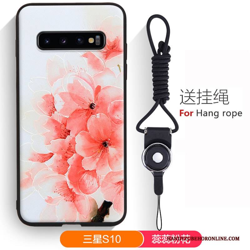 Hülle Samsung Galaxy S10 Karikatur Handyhüllen Hängende Verzierungen, Case Samsung Galaxy S10 Weiche Nette Grün