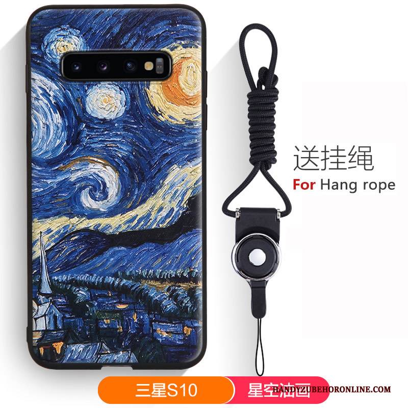 Hülle Samsung Galaxy S10 Karikatur Handyhüllen Hängende Verzierungen, Case Samsung Galaxy S10 Weiche Nette Grün