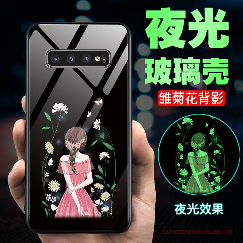 Hülle Samsung Galaxy S10+ Karikatur Schwer Anti-sturz, Case Samsung Galaxy S10+ Mode Glas Persönlichkeit