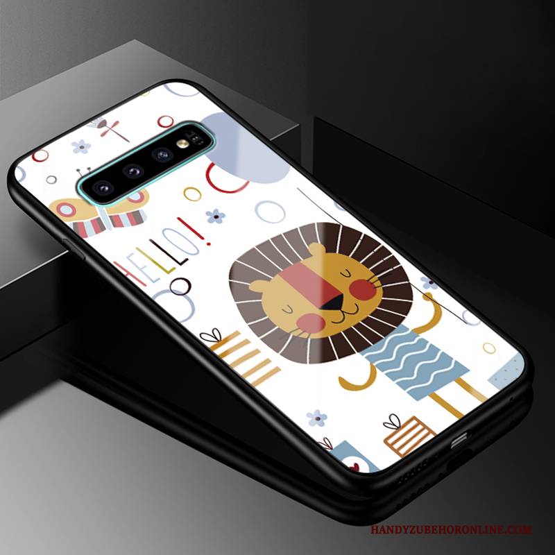 Hülle Samsung Galaxy S10 Karikatur Schwer Handyhüllen, Case Samsung Galaxy S10 Silikon Glas Grün