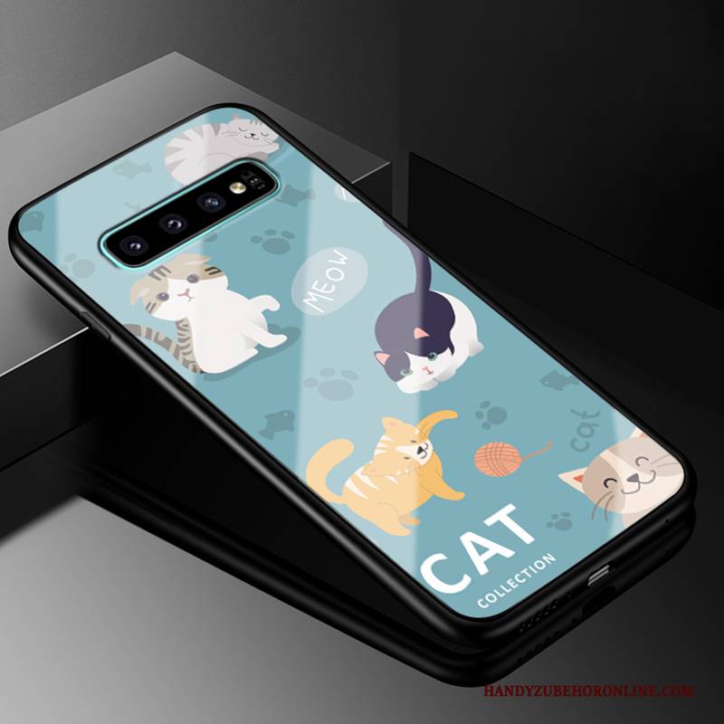 Hülle Samsung Galaxy S10 Karikatur Schwer Handyhüllen, Case Samsung Galaxy S10 Silikon Glas Grün