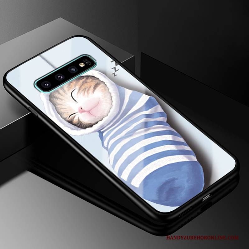 Hülle Samsung Galaxy S10 Karikatur Schwer Handyhüllen, Case Samsung Galaxy S10 Silikon Glas Grün