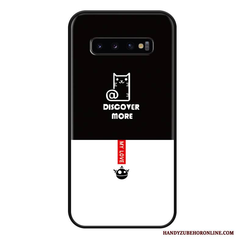 Hülle Samsung Galaxy S10+ Karikatur Trendmarke Nubuck, Case Samsung Galaxy S10+ Schutz Hund Schwarz