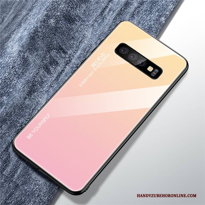 Hülle Samsung Galaxy S10+ Kreativ Grün Spiegel, Case Samsung Galaxy S10+ Taschen Glas Persönlichkeit