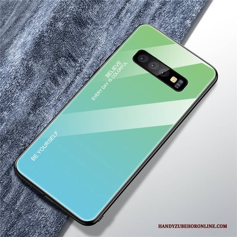 Hülle Samsung Galaxy S10+ Kreativ Grün Spiegel, Case Samsung Galaxy S10+ Taschen Glas Persönlichkeit