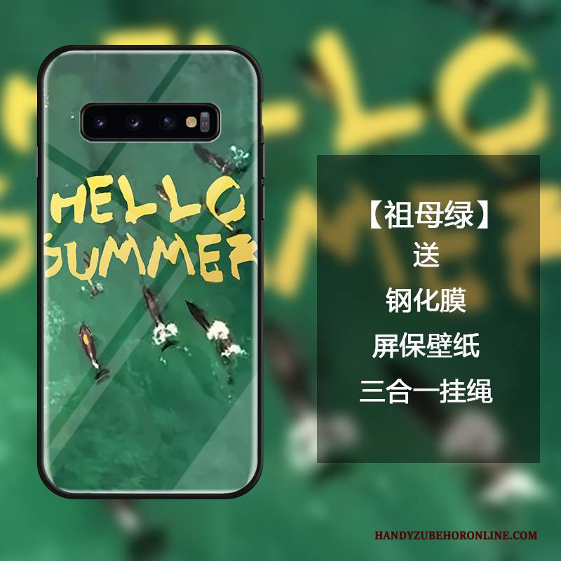 Hülle Samsung Galaxy S10+ Kreativ Handyhüllen Buchstaben, Case Samsung Galaxy S10+ Mode Hängende Verzierungen Gehärtetes Glas