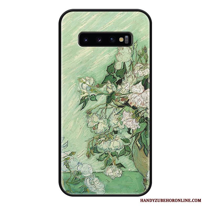 Hülle Samsung Galaxy S10+ Kreativ Hoch Ölgemälde, Case Samsung Galaxy S10+ Luxus Handyhüllen Weiß