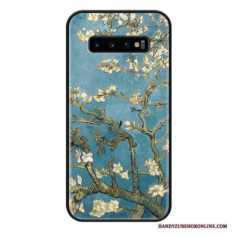 Hülle Samsung Galaxy S10+ Kreativ Hoch Ölgemälde, Case Samsung Galaxy S10+ Luxus Handyhüllen Weiß