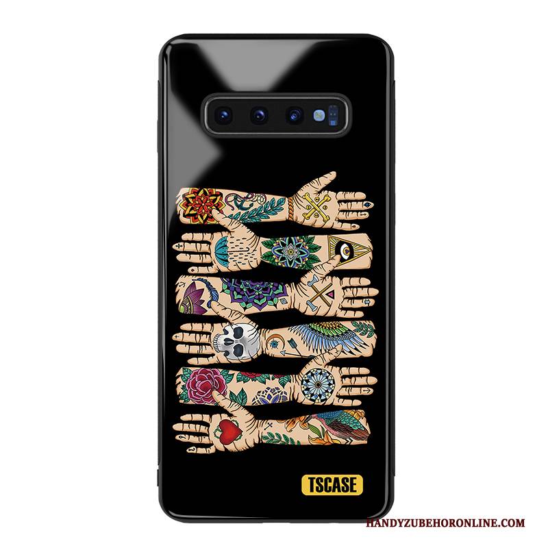 Hülle Samsung Galaxy S10+ Kreativ Persönlichkeit Glas, Case Samsung Galaxy S10+ Taschen Led Schwarz