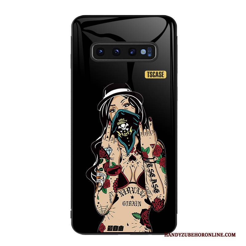 Hülle Samsung Galaxy S10+ Kreativ Persönlichkeit Glas, Case Samsung Galaxy S10+ Taschen Led Schwarz