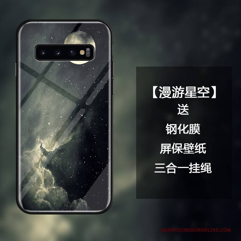 Hülle Samsung Galaxy S10+ Kreativ Schwarz Trendmarke, Case Samsung Galaxy S10+ Mode Anti-sturz Hängende Verzierungen