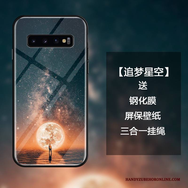 Hülle Samsung Galaxy S10+ Kreativ Schwarz Trendmarke, Case Samsung Galaxy S10+ Mode Anti-sturz Hängende Verzierungen