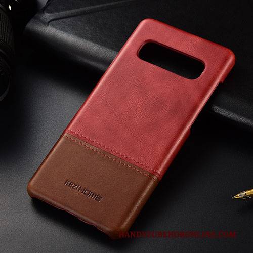 Hülle Samsung Galaxy S10 Leder Business Handyhüllen, Case Samsung Galaxy S10 Rot Schlank