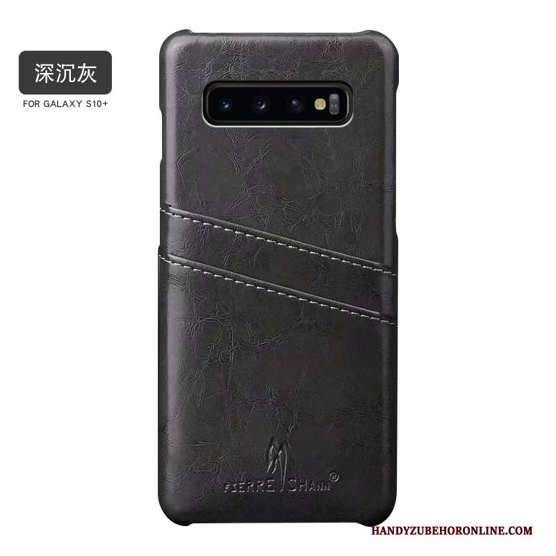 Hülle Samsung Galaxy S10+ Lederhülle Einfach Trendmarke, Case Samsung Galaxy S10+ Kreativ High-end Anti-sturz