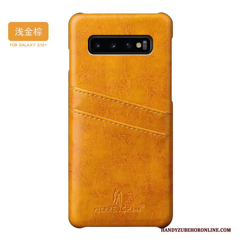 Hülle Samsung Galaxy S10+ Lederhülle Einfach Trendmarke, Case Samsung Galaxy S10+ Kreativ High-end Anti-sturz